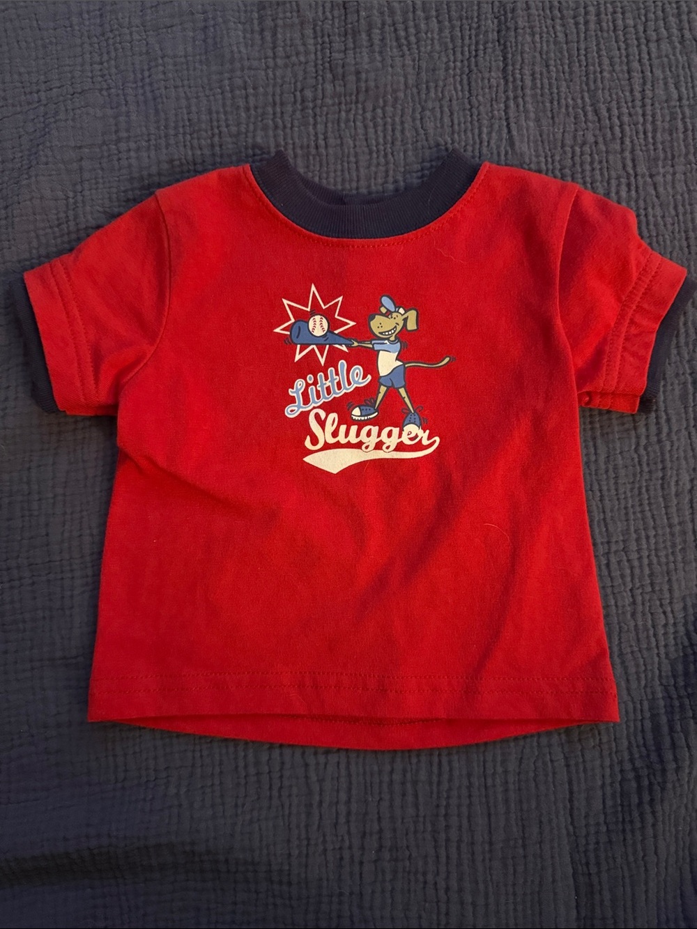 Kidgets Red 'Little Slugger' Short-Sleeve Tee with Navy Trim